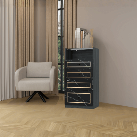 ตู้ลิ้นชัก 4 ลิ้นชัก WISDOM DESIGN FURNITURE GDW-601 60 ซม. สีแอชเกรย์/ดาร์คมาร์เบิ้ล_4